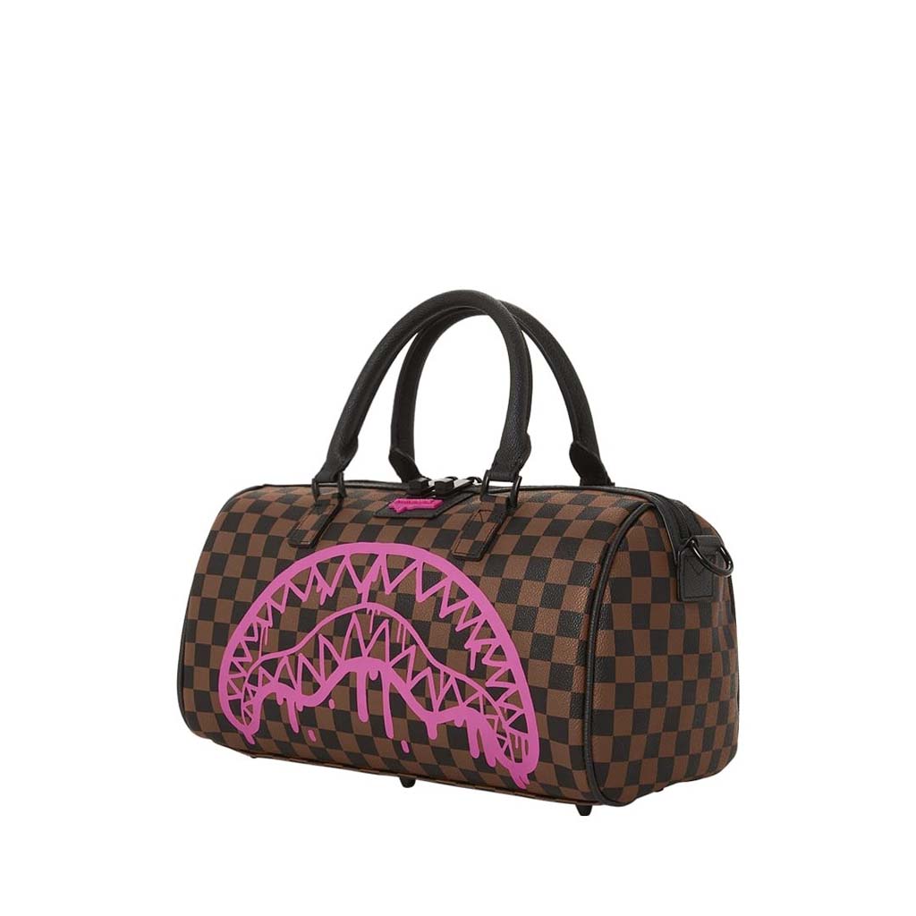 Sprayground Pink Drip Brown Check Mini Duffle